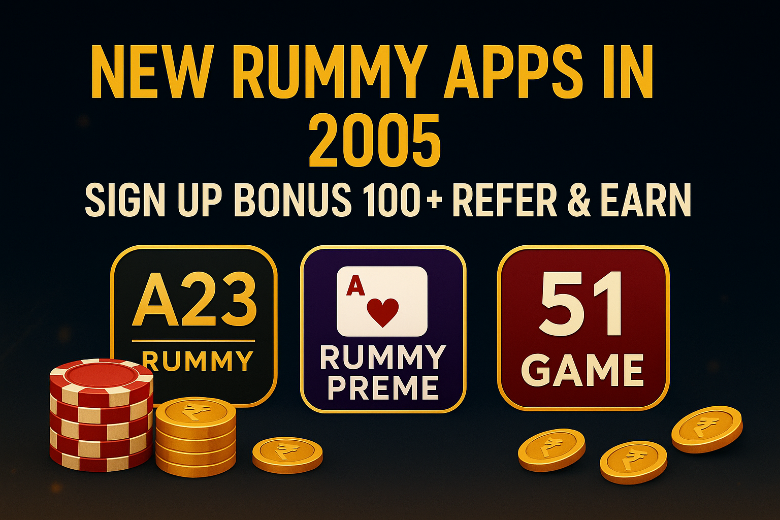 New Rummy Apps with ₹100 Signup Bonus and Refer & Earn Offers